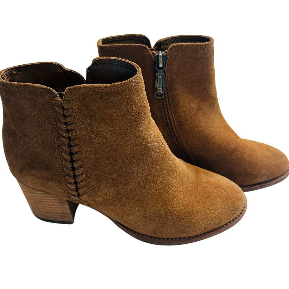 Blondo Waterproof Winter Booties Ankle Boots Women 7.5, Suede Leather Camel Tan